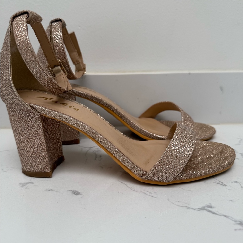 Elegant Glitter Block Heel Sandals